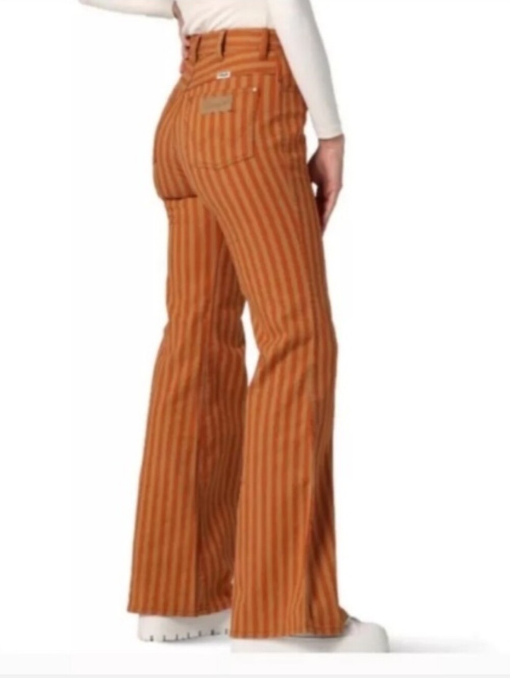 Wrangler Wanderer 622 High Rise Flare Orange Stripe Festival Jeans NWT - Picture 5 of 11